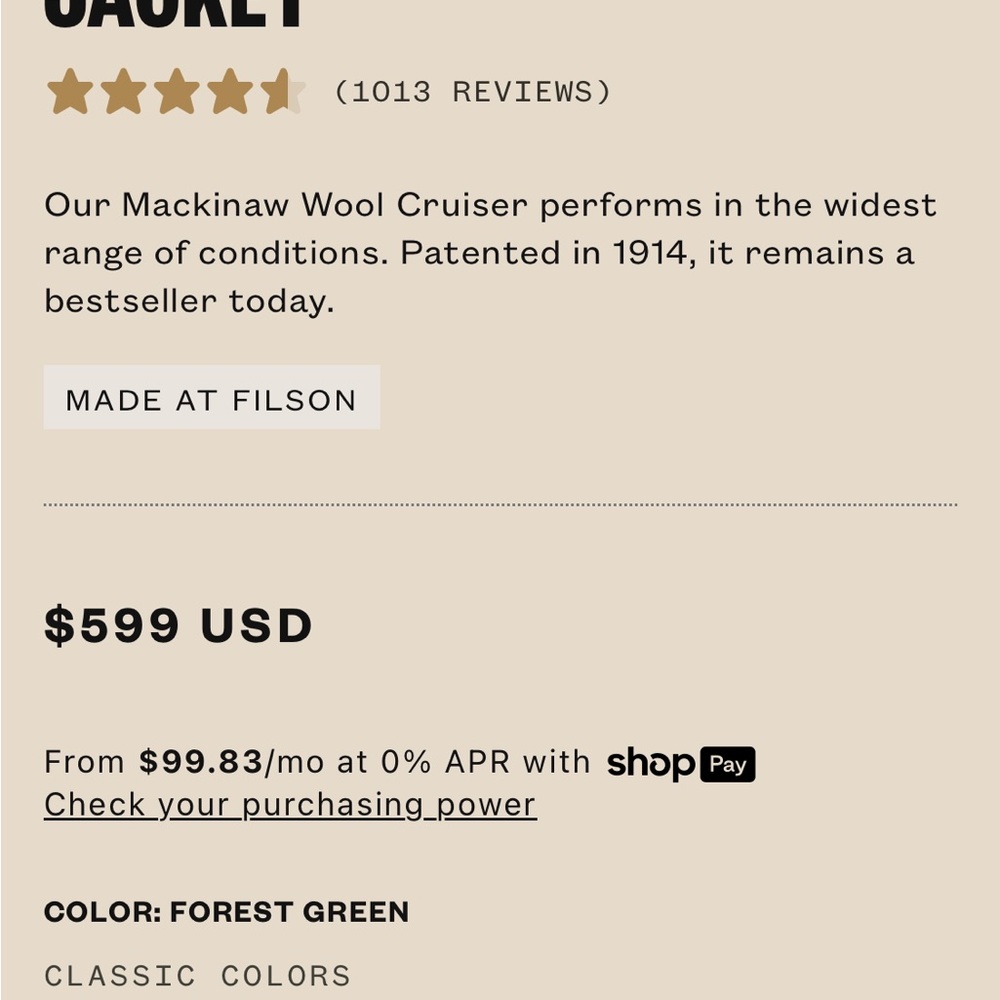 Filson Olive Green Wool Jacket - Picture 12 of 14